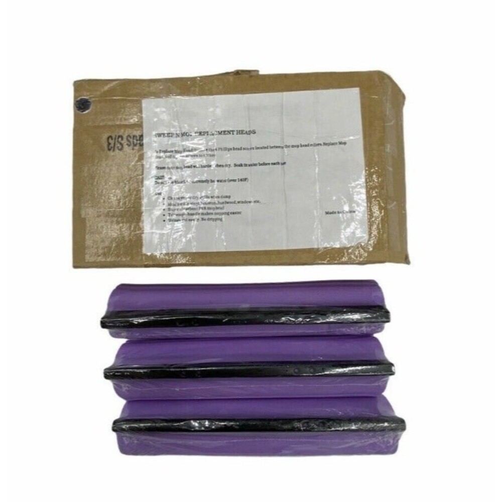 Sweep And Mop Replacement Head Heads New 3 Box Purple Cleaning # 19697